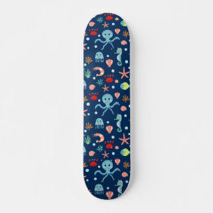 Skateboard Patrón de vida marina del océano lindo