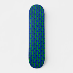 Skateboard Patrón de vidrio roto verde azul