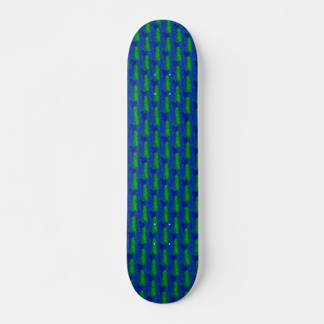 Skateboard Patrón de vidrio roto verde azul (Anverso )
