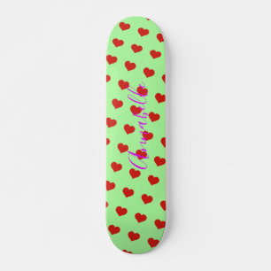 Skateboard Patrón del corazón rojo del arte pop en el fondo v