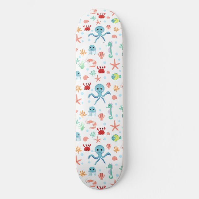 Skateboard Patrón del mundo marino (Anverso)