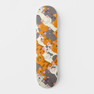 Skateboard Patrón diagonal del gato negro jengibre