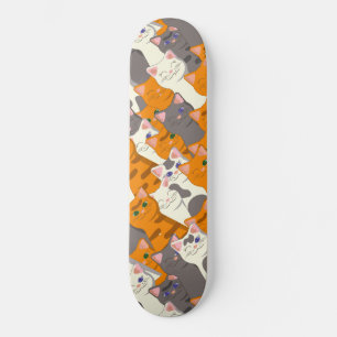 Skateboard Patrón diagonal del gato negro jengibre