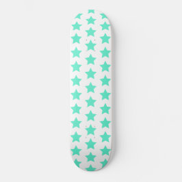 Skateboard Patrón divertido de estrellas verdes Verde azulada