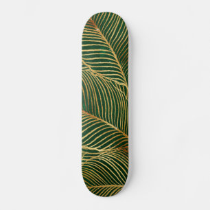 Skateboard Patrón elegante del verde de las hojas de oro