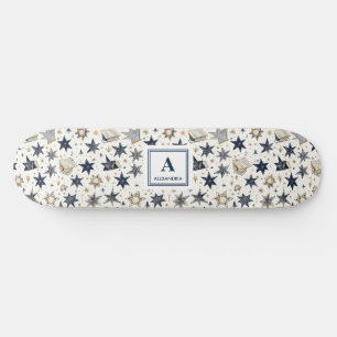 Skateboard Patrón elegante personalizado de estrellas azules 