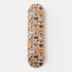 Skateboard Patrón Estético de Café Moderno