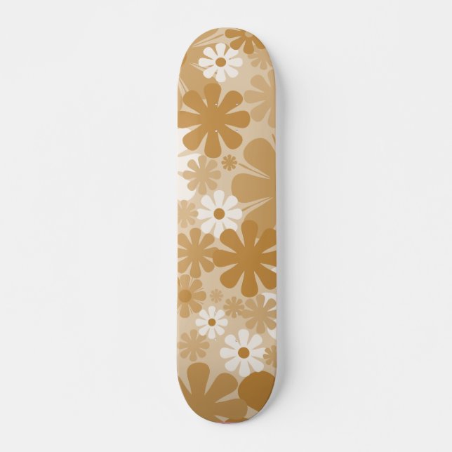 Skateboard Patrón estético floral de los años 70 retro (Anverso )
