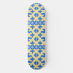 Skateboard Patrón Estilizado de Piezas de Rompecabezas