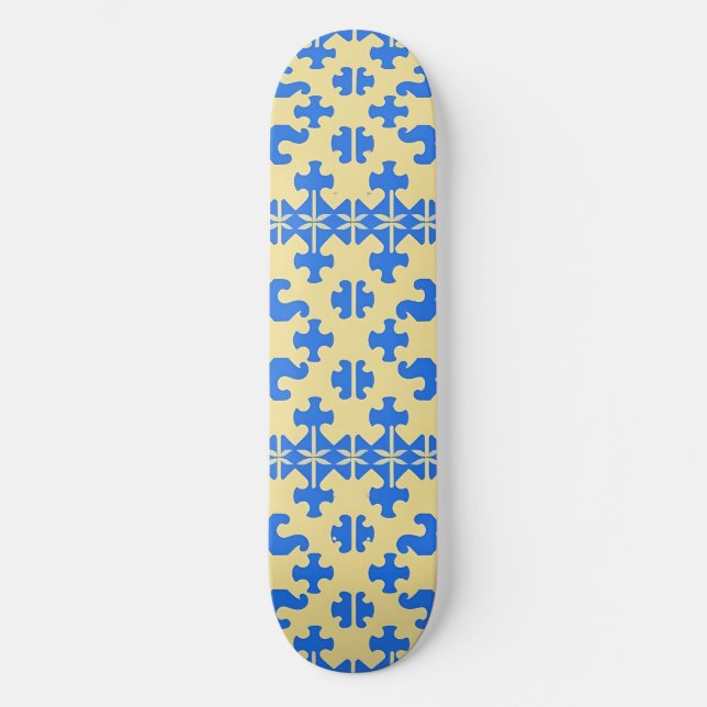 Skateboard Patrón Estilizado de Piezas de Rompecabezas (Anverso)