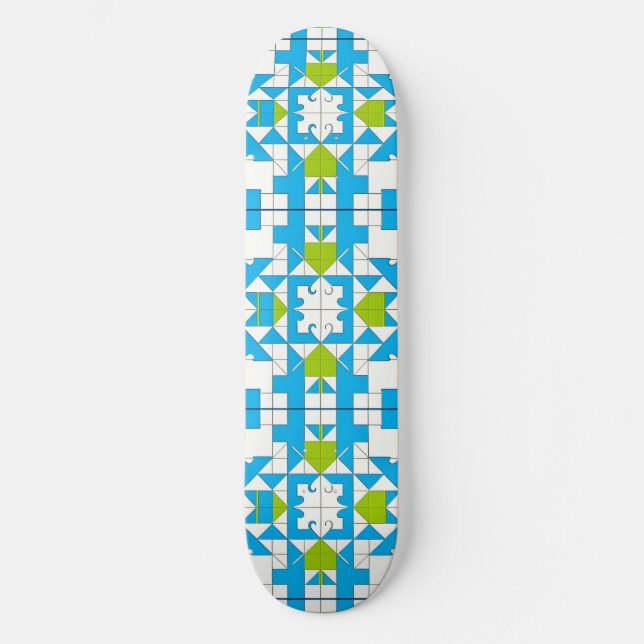 Skateboard Patrón Estilizado de Piezas de Rompecabezas (Anverso)