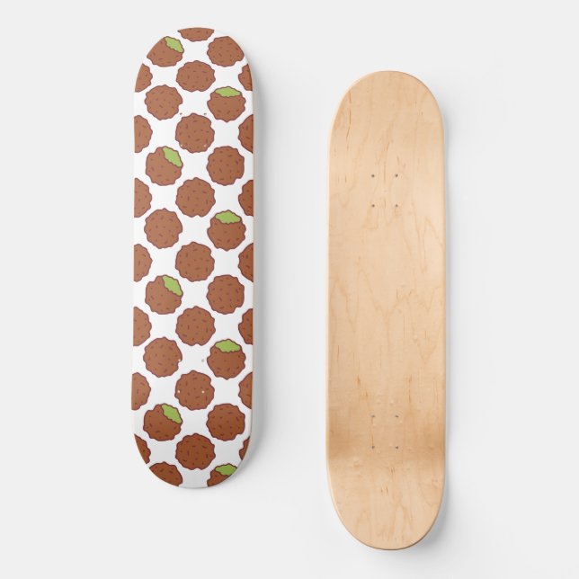 Skateboard Patrón Falafel Alimentos de Oriente Medio (Anverso)