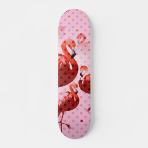 Skateboard Patrón Flamingo de color de agua