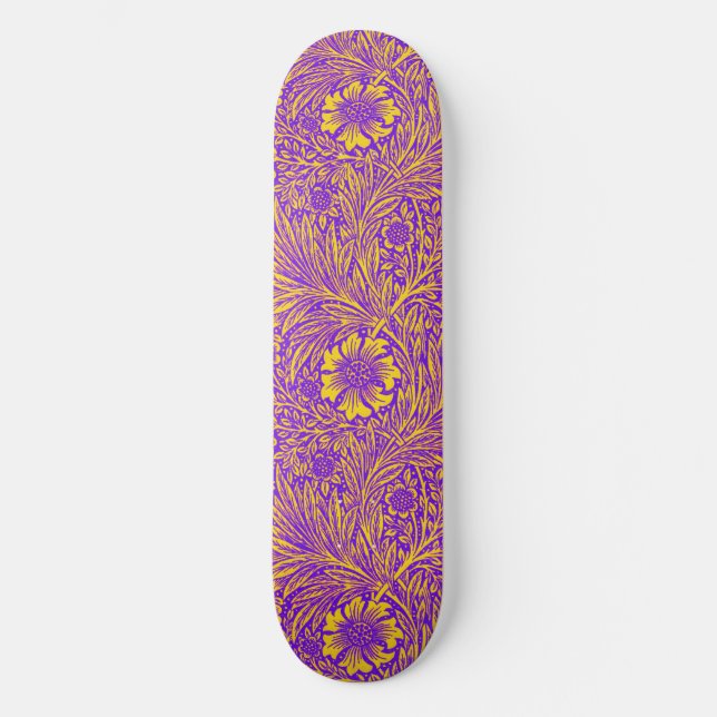 Skateboard Patrón floral amarillo púrpura de bonito ventilado (Anverso)