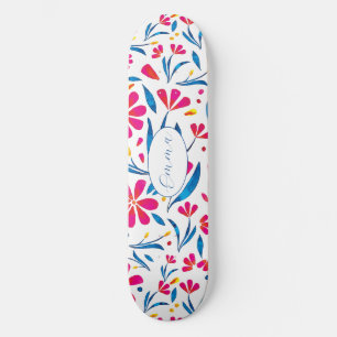 Skateboard Patrón floral ascendente personalizado