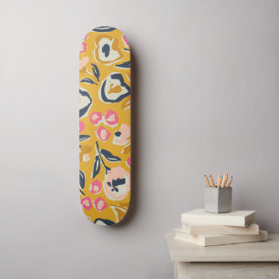 Skateboard Patrón floral atrevido y dibujado a mano de jardín