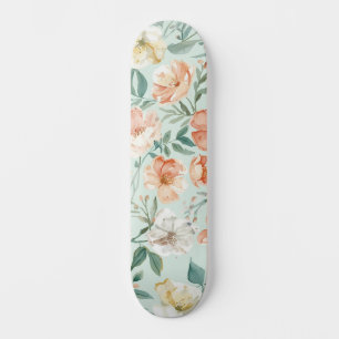 Skateboard Patrón floral azul de acuarela de prado de flores