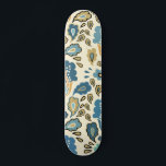 Skateboard Patrón floral azul retro Guay trendy<br><div class="desc">Este diseño retro presenta un patrón floral abstracto moderno y fresco.</div>