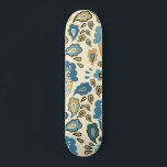 Skateboard Patrón floral azul retro Guay trendy<br><div class="desc">Este diseño retro presenta un patrón floral abstracto moderno y fresco.</div>