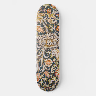 Skateboard Patrón floral azul vintage Trent de William Morris