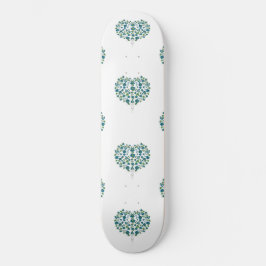 Skateboard Patrón floral cardíaco