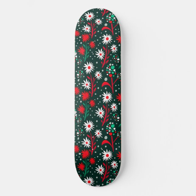 Skateboard Patrón Floral Colorido (Anverso)