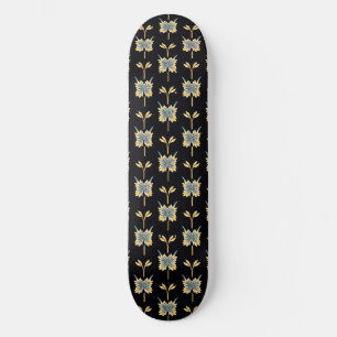 Skateboard Patrón floral con flores amarillas