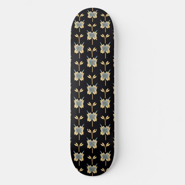 Skateboard Patrón floral con flores amarillas (Anverso)