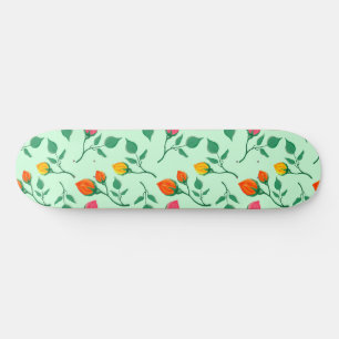 Skateboard Patrón floral con flores subió de color