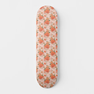 Skateboard patrón floral de boda de primavera rosa naranja