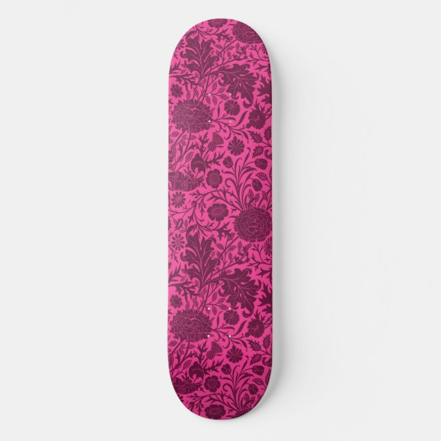 Skateboard Patrón floral de bonito rosa y marrón (Anverso)
