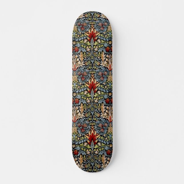 Skateboard Patrón floral de cabeza de serpiente de William Mo (Anverso )