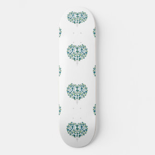 Skateboard Patrón floral de corazón
