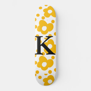 Skateboard Patrón floral de margarita blanca amarilla añadir