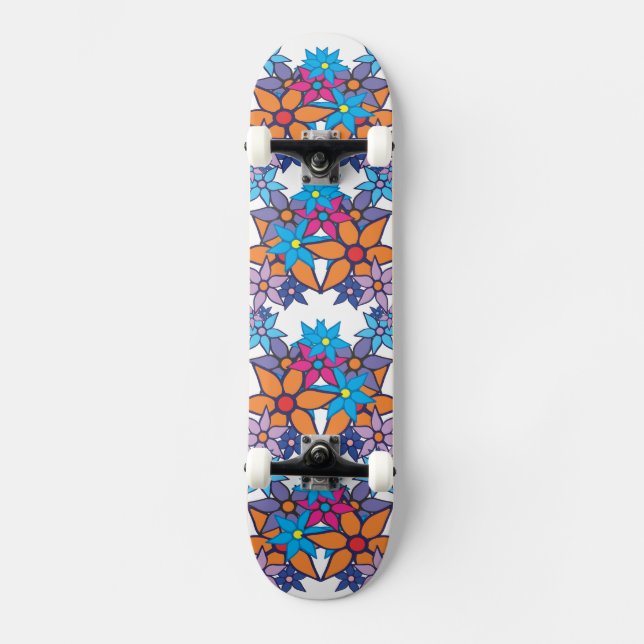 Skateboard Patrón floral de moda (Anverso)