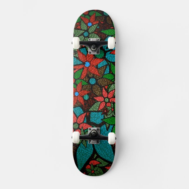 Skateboard Patrón floral de moda #6 (Anverso)