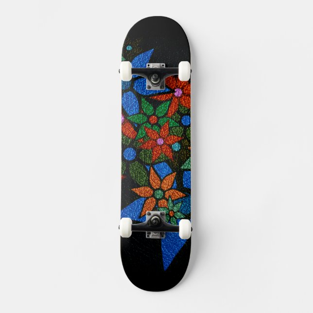 Skateboard Patrón Floral de Moda #6 (Anverso)