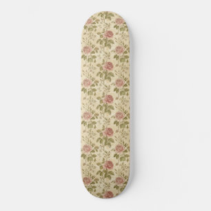 Skateboard Patrón floral de rosa vintage