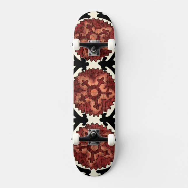 Skateboard Patrón floral decorativo de estilo suzani (Anverso)