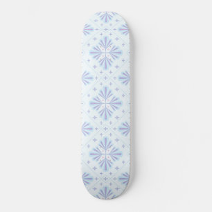 Skateboard Patrón floral geométrico azul pastel