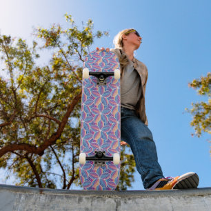 Skateboard Patrón floral geométrico vibrante