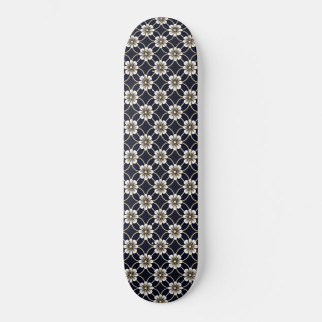Skateboard Patrón floral japonés (Anverso)