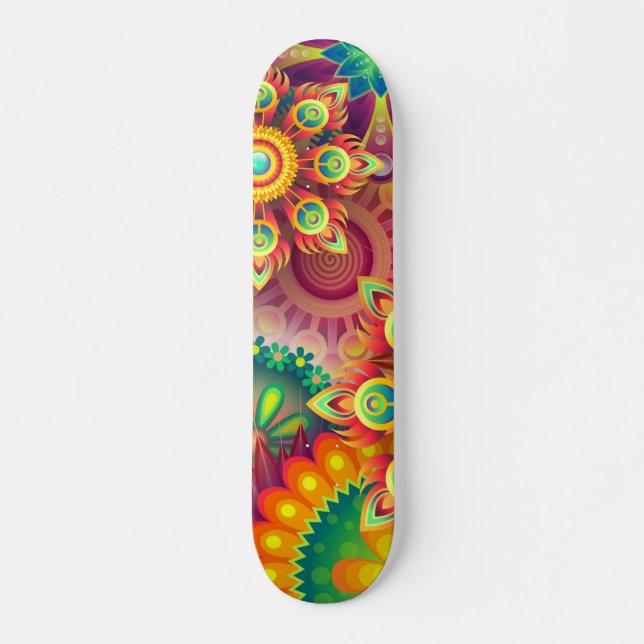 Skateboard Patrón floral psicodélico (Anverso )