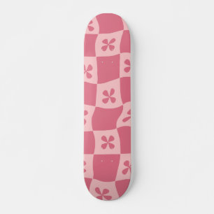 Skateboard Patrón floral retro-rosado controlado