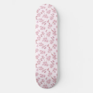 Skateboard Patrón floral sin costuras de flor de cerezo rosa