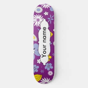 Skateboard Patrón floral sin foco