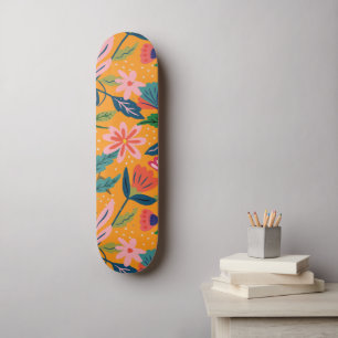 Skateboard Patrón floral tropical moderno