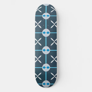 Skateboard Patrón geométrico abstracto azul y blanco
