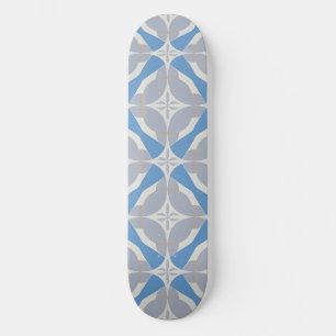 Skateboard Patrón geométrico abstracto azul y blanco