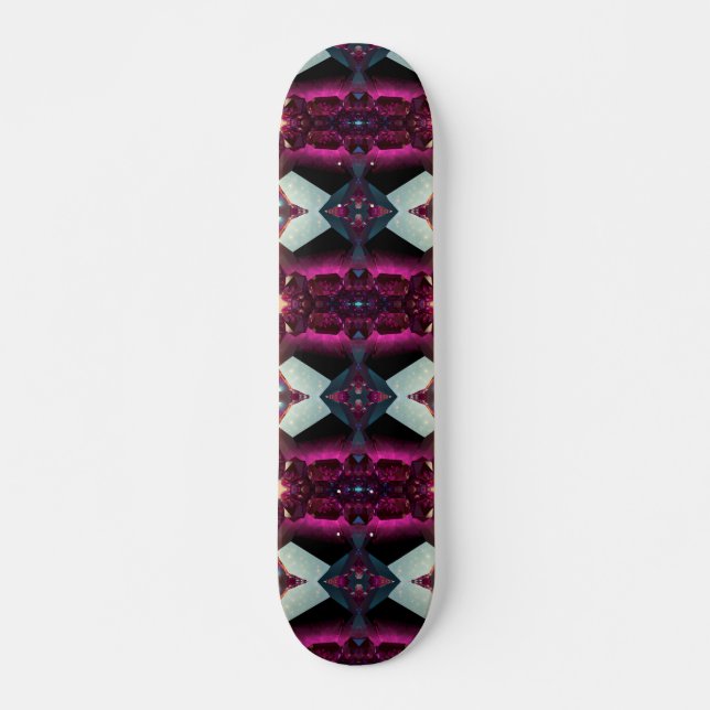 Skateboard Patrón geométrico abstracto de magenta rosa calien (Anverso )